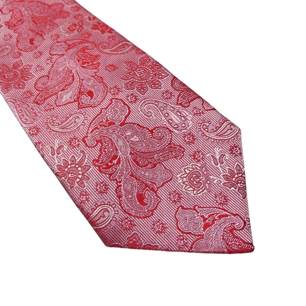 Christina Tie Mens One Size Pink Paisley 100%‎ Silk Jacquard Classic Necktie
